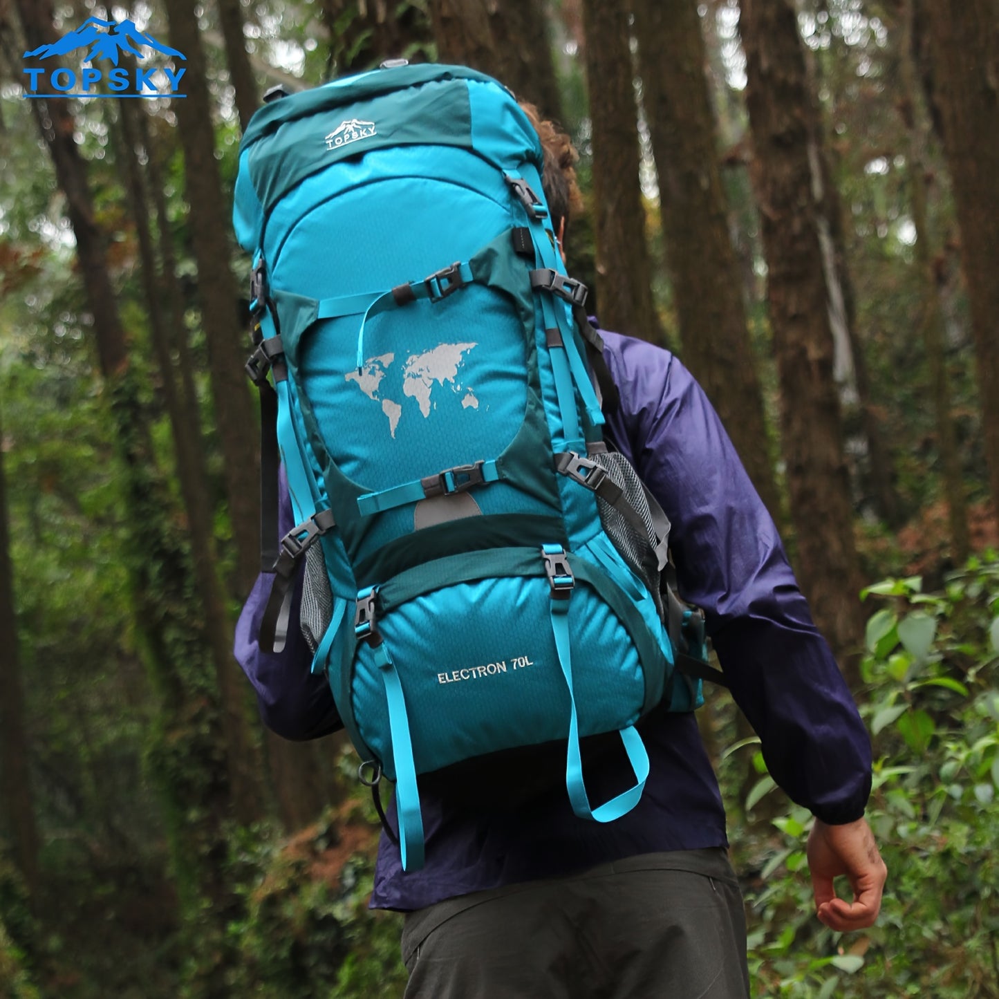 18.49gal Travel Backpack, Outdoor Sports Backpack, Nylon Hiking Bag, Outdoor Camping Storage Bag, Hiking Backpack Suitable for Mountaineering, Hiking, Camping, with Independent Sleeping Bag Compartment and Independent Water Bag Compartment