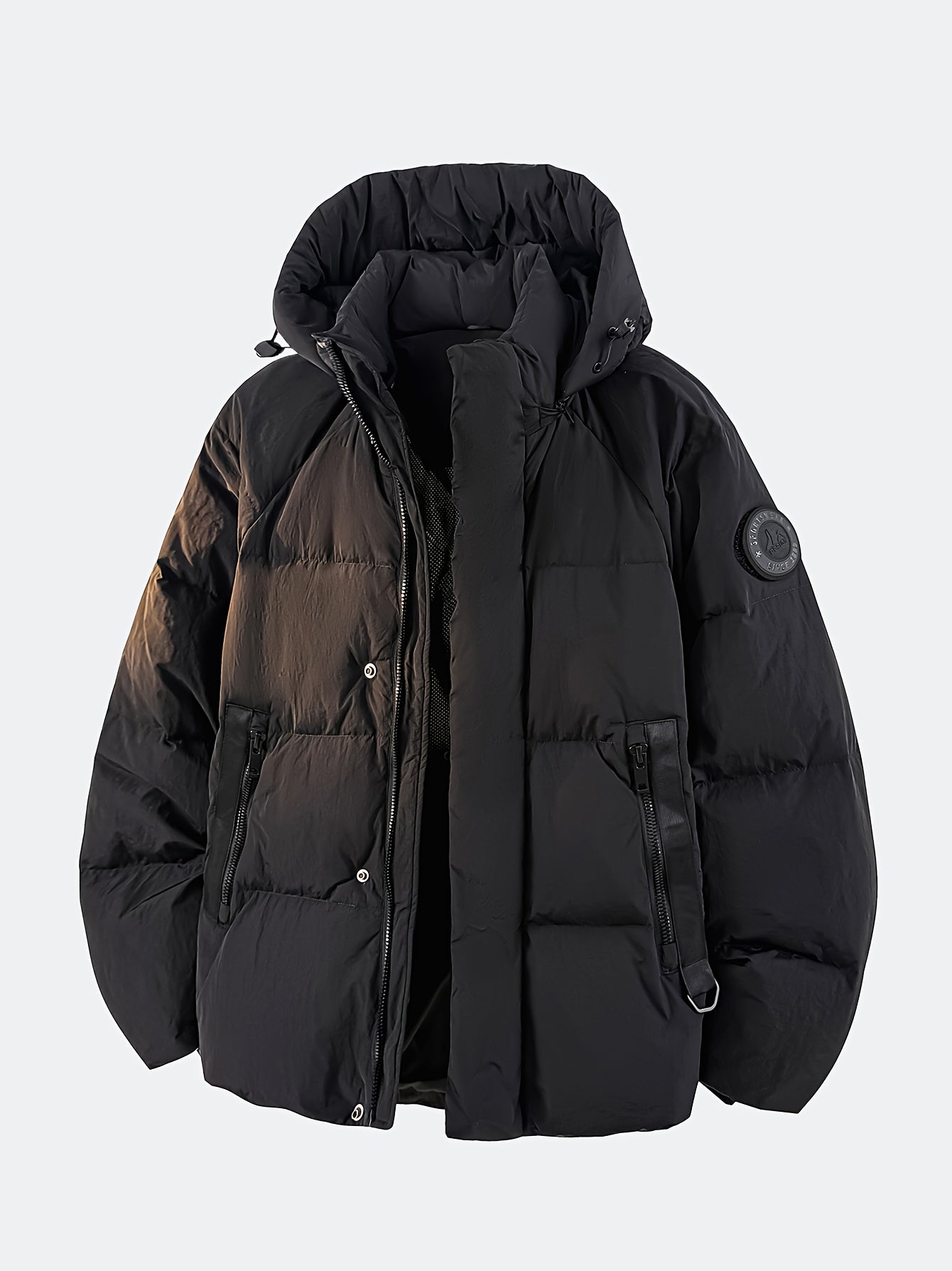 Men's And Women's Outdoor Down Jacket, Winter Heavyweight 90 Down Coat Outfit, Hooded Drawstring Shoulder Sleeve Logo, Thick Windproof Coat, Men's Ski Jacket, Ideal Choice for Mountaineering And Skiing, Insulated Warm Winter Wear