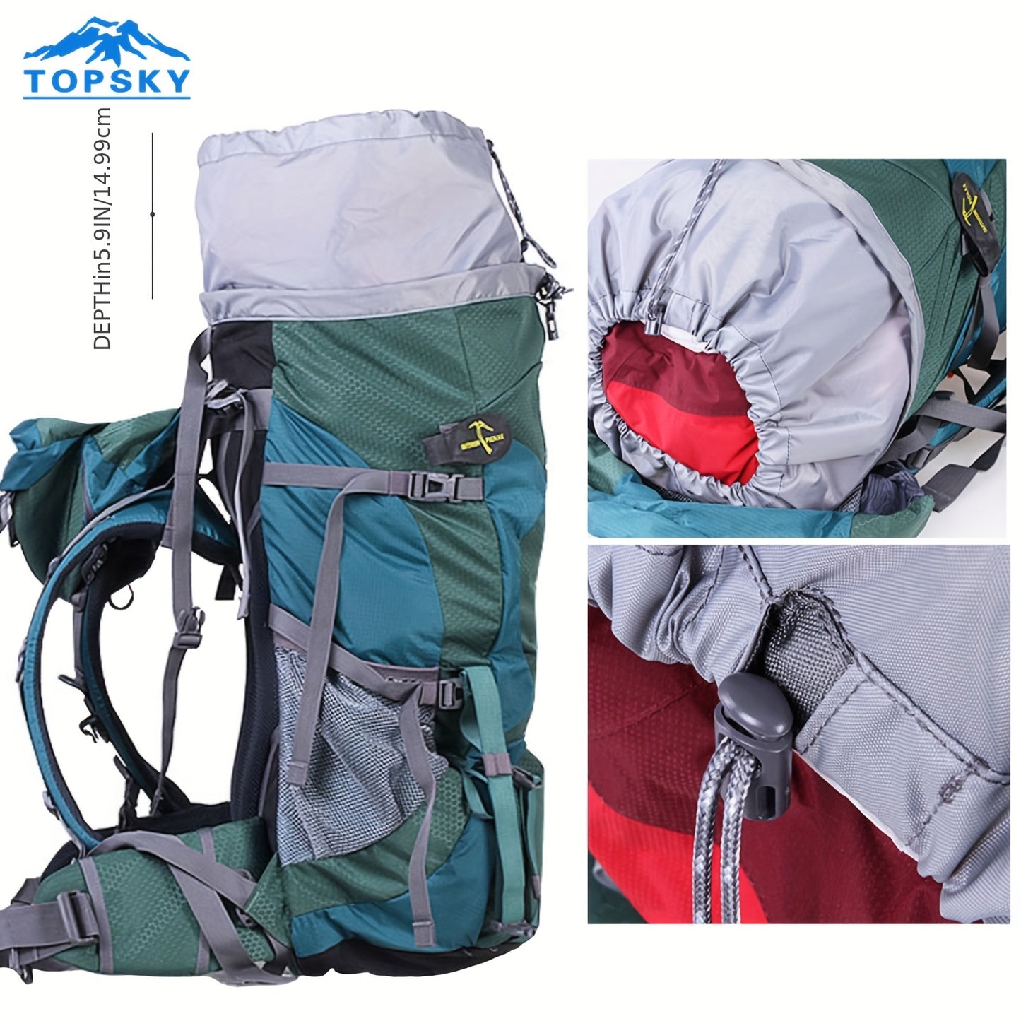 18.49gal Travel Backpack, Outdoor Sports Backpack, Nylon Hiking Bag, Outdoor Camping Storage Bag, Hiking Backpack Suitable for Mountaineering, Hiking, Camping, with Independent Sleeping Bag Compartment and Independent Water Bag Compartment
