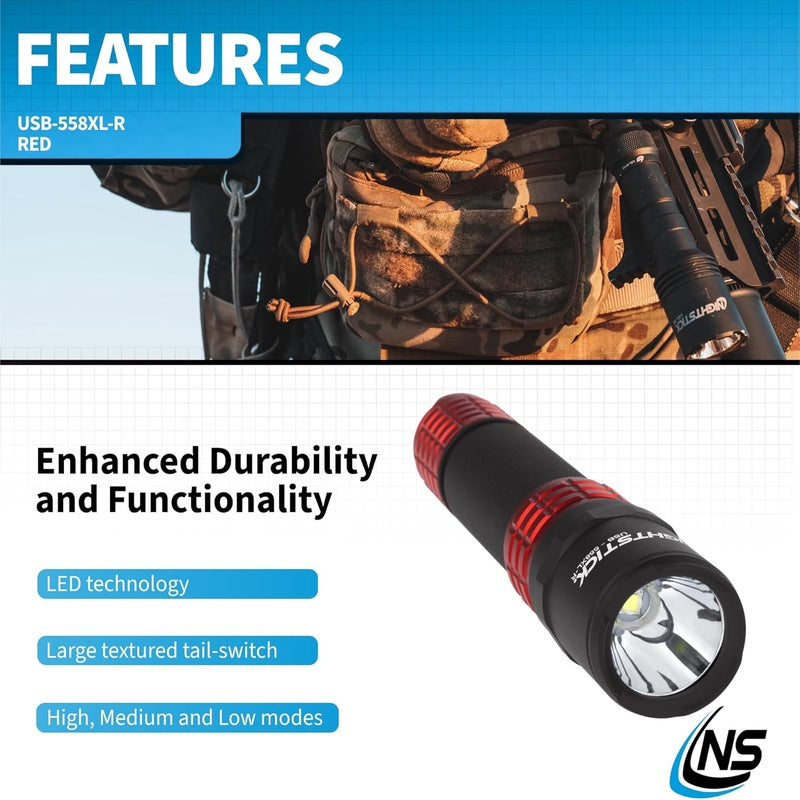 USB - 558XL - R Metal USB Rechargeable Multi - Function Tactical Flashlight - Red