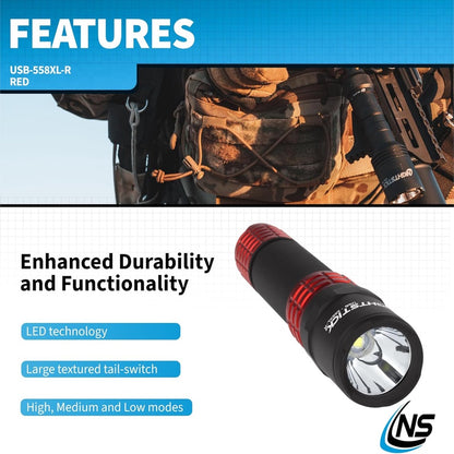 USB - 558XL - R Metal USB Rechargeable Multi - Function Tactical Flashlight - Red