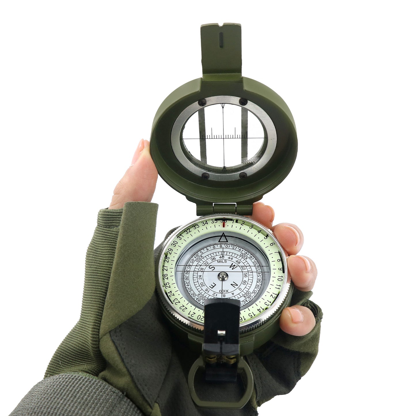 1 Military Green DC60-1B Zinc Alloy Automatic Compass | High-Precision Outdoor Compass, Suitable for Educational Use, Without Battery