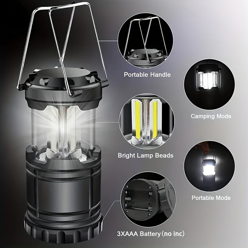 4pcs Super Bright Lanterns 4pcs Super Bright Portable Camping Lanterns | Foldable Emergency Flashlights, Outdoor Lighting, Battery Powered