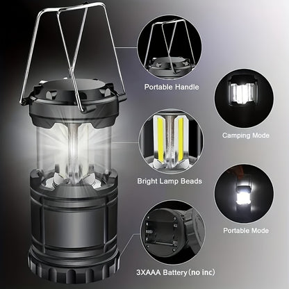4pcs Super Bright Lanterns 4pcs Super Bright Portable Camping Lanterns | Foldable Emergency Flashlights, Outdoor Lighting, Battery Powered