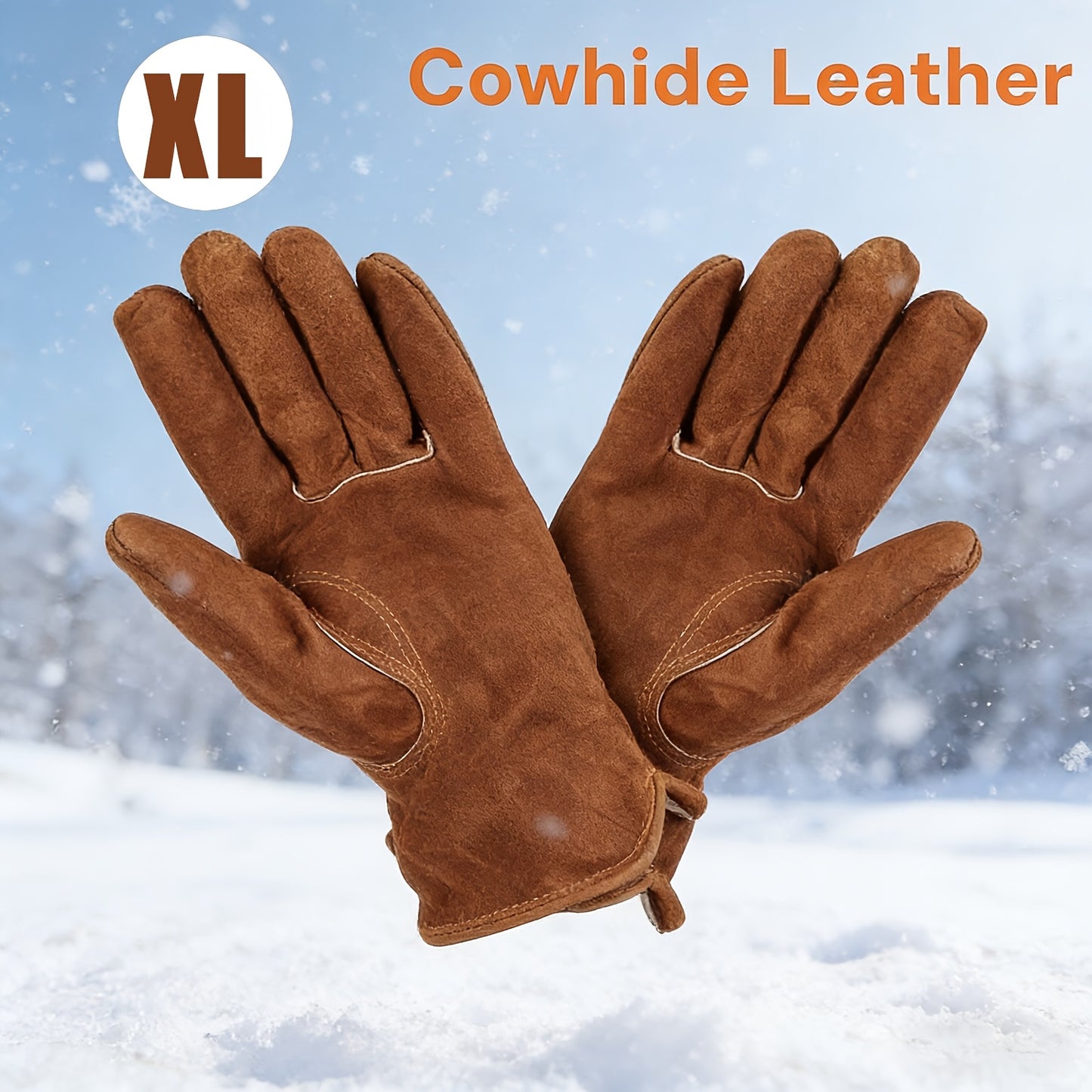Winter Work Gloves for Men & Women | Deerskin Leather with Windproof Membrane for Extreme Cold | Heavy Duty, Durable & Flexible Grip for Snow Removal, Construction, Skiing & Outdoor Use
