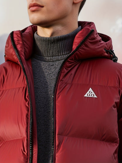 Men'S Hooded Short Down Jacket | Warm, Thick, Windproof, Suitable for Hiking and Mountaineering, Available in Multiple Sizes, Perfect for Outdoor Winter Activities