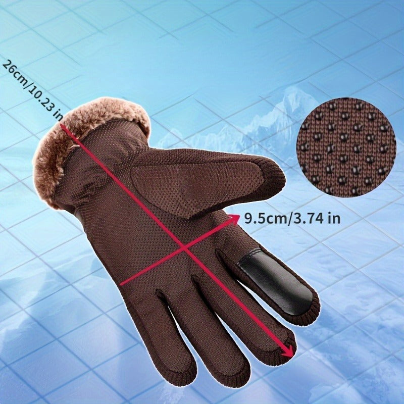 Men'S Thermal Gloves - Winter-Prepared Gloves Featuring Velvet Interior, Reinforced, And for Motorcycling & Mountain Activities - Protection Against Cold Weather And Improved Grip