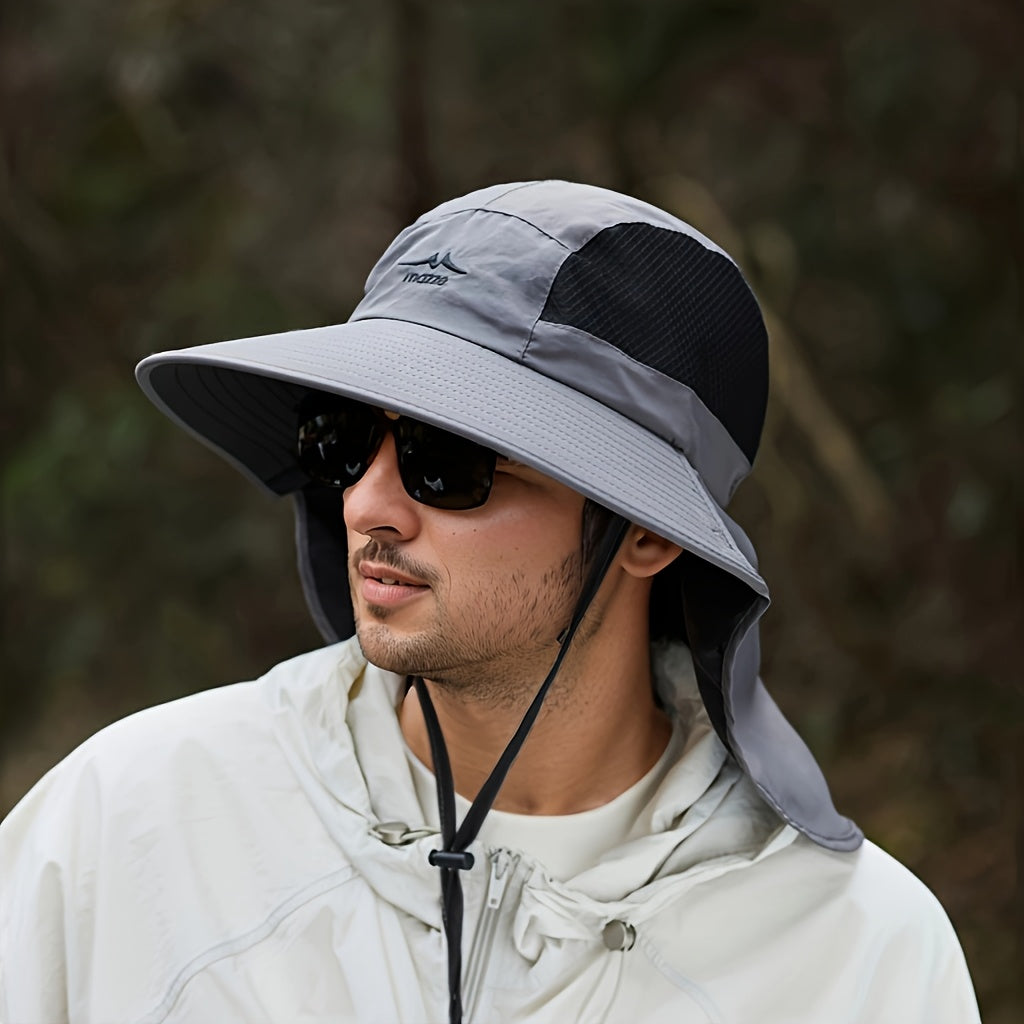 New Spring-Summer Color Block Fisherman Hat Outdoor Fishing Climbing Cap for Men, Quick-Dry Breathable Men's Hat