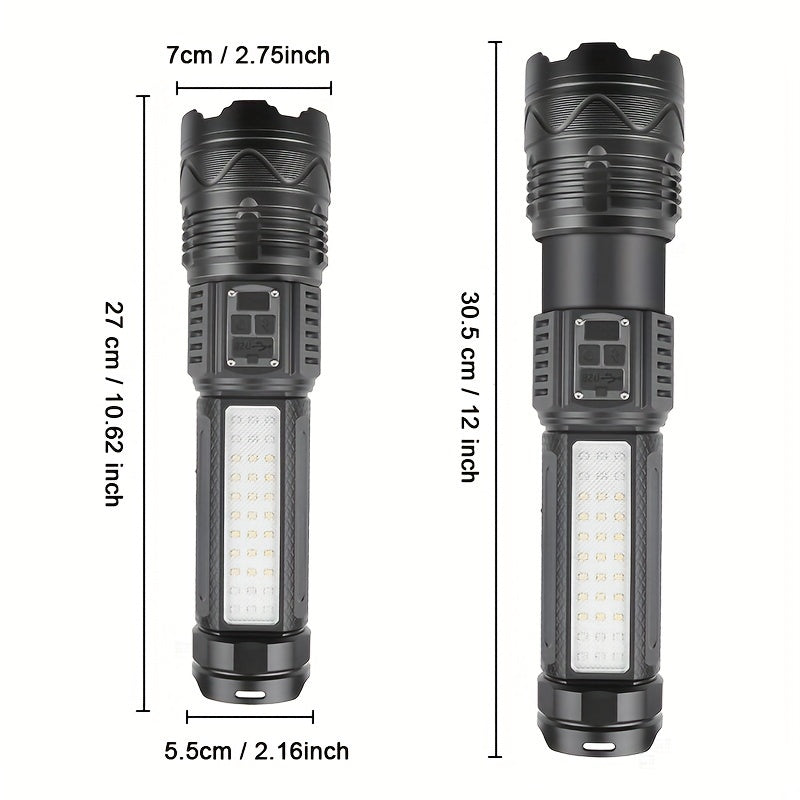 High-Power LED Flashlight, Built-In Battery Tactical Flashlight, Rechargeable Portable Flashlight, IP65 Waterproof, Suitable for Outdoor Work, Hunting, Fishing