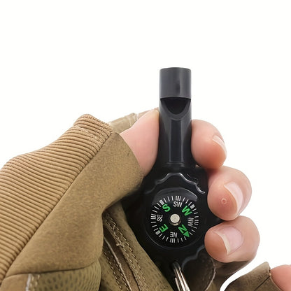 2-in-1 Whistle Compass & Keychain - Portable ABS Outdoor Survival Tool with Emergency Storage, Black, Ideal for Camping and Survival Adventures, Camping Accessories