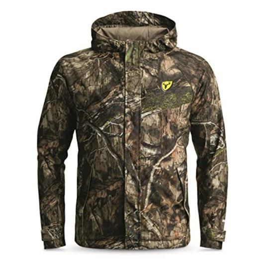 Men's Waterproof Windproof Hunting Rain Jacket with Camo Hood, Breathable Camouflage Outdoor Gear Suitable for Hunting, Fishing, - RainBlocker Technology & Taped Seams