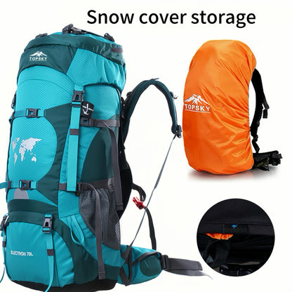 18.49gal Travel Backpack, Outdoor Sports Backpack, Nylon Hiking Bag, Outdoor Camping Storage Bag, Hiking Backpack Suitable for Mountaineering, Hiking, Camping, with Independent Sleeping Bag Compartment and Independent Water Bag Compartment