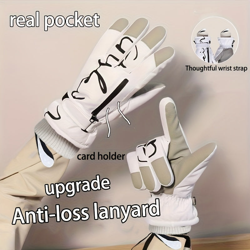 Winter Gloves | Warm and Snow-Proof, Thickened and Fashionable Design, Suitable for Both Men and Women Outdoor Sports, with Pockets, Easy to Clean, High-Quality Equipment, Strengthened Stitches
