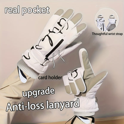 Winter Gloves | Warm and Snow-Proof, Thickened and Fashionable Design, Suitable for Both Men and Women Outdoor Sports, with Pockets, Easy to Clean, High-Quality Equipment, Strengthened Stitches