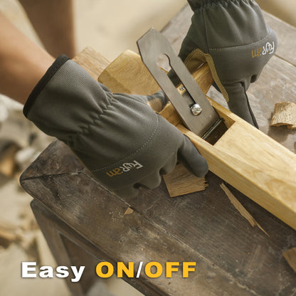 1 Pair Unisex Lightweight Touchscreen Work Gloves | Mechanical\Gardening Breathable , Elastic Wrist Fixing, Olive Green, Smooth Appearance