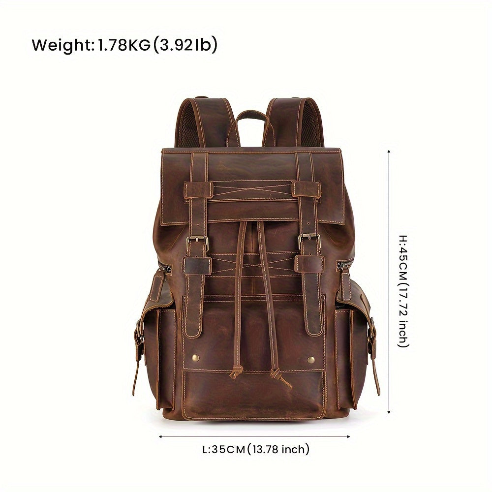 Leather Men's Backpack Crazy Horse Leather Large Capacity Outdoor Sports Backpack Leisure Travel Business Attendance Backpack