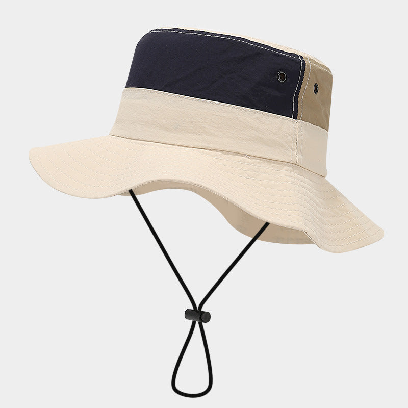Japanese Summer Sunscreen Sunshade Bucket Hat Women's Color Matching Outdoor Travel Hat Hiking Camping Mountain Hat Men
